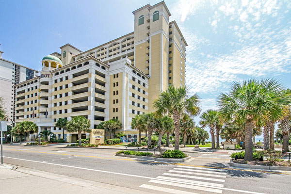 View of Camelot by the Sea Myrtle Beach Oceanfront with Palm Trees