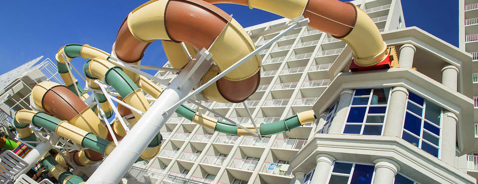 View of the Twisting Water Slides at the Crown Reef Resort in Myrtle Beach SC