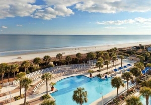 View of the Outdoor Pool, Beach and Ocean at the Myrtle Beach Marriott Resort and Spa at the Grand Dunes