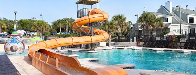Water Slide at the Outdoor Water Park on the Ocean at the Caribbean Resort in Myrtle Beach 650